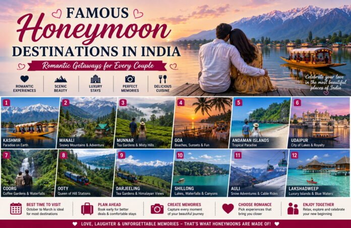 Famous Honeymoon Destinations in India Famous Honeymoon Destinations in India