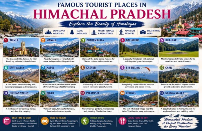 Famous Tourist Places in Himachal Pradesh Famous Tourist Places in Himachal Pradesh