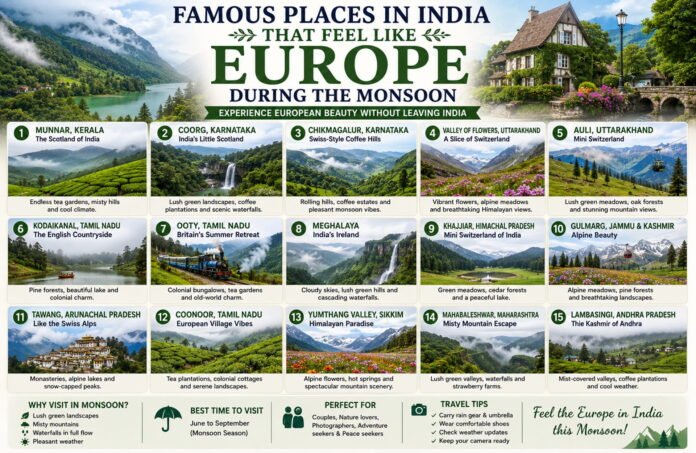Famous Places in India That Feel Like Europe During the Monsoon
